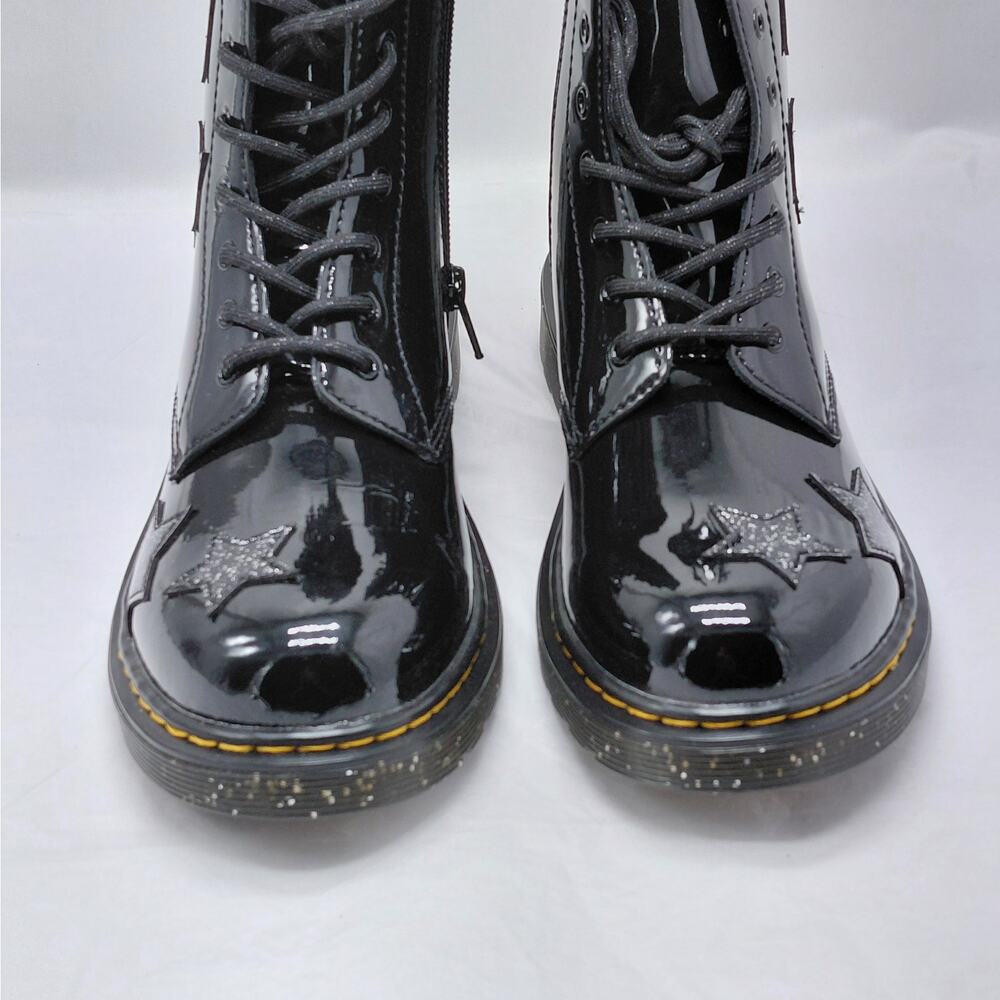 Dr Martens 1460 Girls Size 6 Youth Black Patent Glitter Star Combat Boots School - Picture 5 of 13